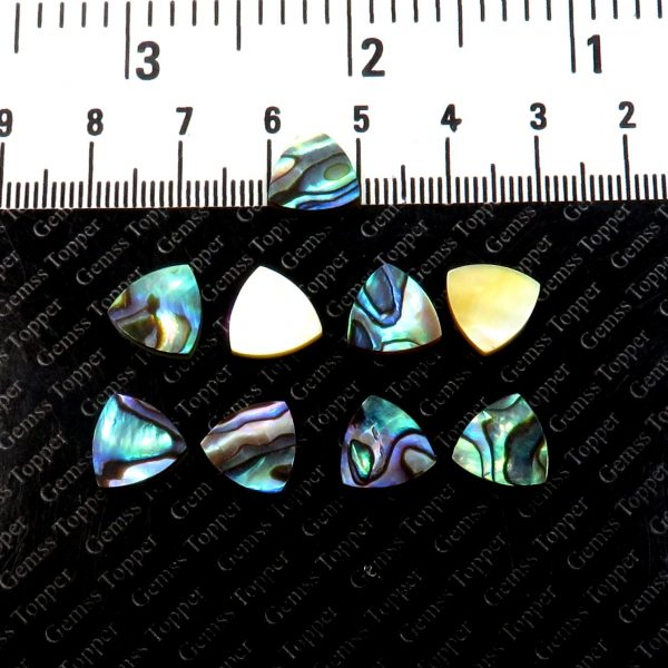 10X10 MM NATURAL MULTI FLASHY ABALONE SHELL GEMSTONE TRILLION SHAPE PLATE HANDMADE POLISH TOP FLASHY QUALITY ABALONE SHELL LOOSE GEMSTONE FOR JEWELRY MAKING PER PIECE PRICE