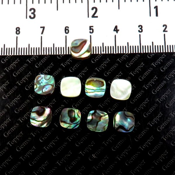 8X8 MM NATURAL MULTI FLASHY ABALONE SHELL GEMSTONE CUSHION SHAPE PLATE HANDMADE POLISH TOP FLASHY QUALITY ABALONE SHELL LOOSE GEMSTONE FOR JEWELRY MAKING PER PIECE PRICE