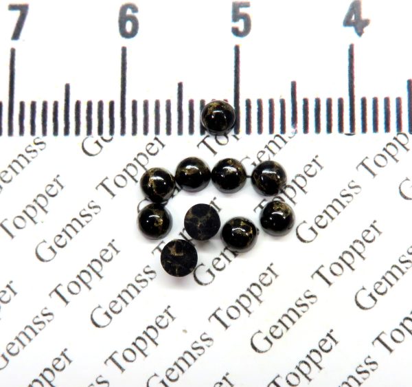 3X3 MM NATURAL BLACK COPPER TURQUOISE ROUND SMOOTH CABOCHON AAA QUALITY BLACK COPPER TURQUOISE LOOSE GEMSTONE FOR JEWELRY MAKING