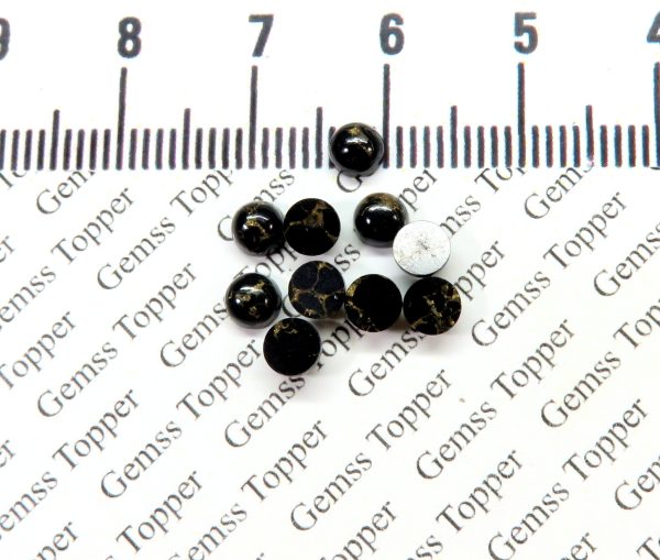 4X4 MM NATURAL BLACK COPPER TURQUOISE ROUND SMOOTH CABOCHON AAA QUALITY BLACK COPPER TURQUOISE LOOSE GEMSTONE FOR JEWELRY MAKING