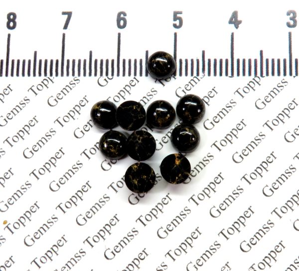 5X5 MM NATURAL BLACK COPPER TURQUOISE ROUND SMOOTH CABOCHON AAA QUALITY BLACK COPPER TURQUOISE LOOSE GEMSTONE FOR JEWELRY MAKING