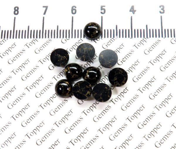 6X6 MM NATURAL BLACK COPPER TURQUOISE ROUND SMOOTH CABOCHON AAA QUALITY BLACK COPPER TURQUOISE LOOSE GEMSTONE FOR JEWELRY MAKING