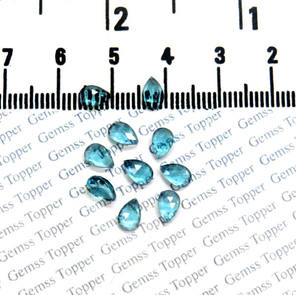 4X6 MM NATURAL LONDON BLUE TOPAZ GEMSTONE PEAR CABOCHON FACETED