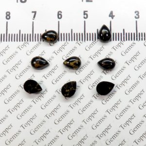 5X7 MM NATURAL BLACK COPPER TURQUOISE PEAR POLISH SMOOTH CABOCHON TOP QUALITY BLACK COPPER TURQUOISE LOOSE GEMSTONE FOR JEWELRY MAKING