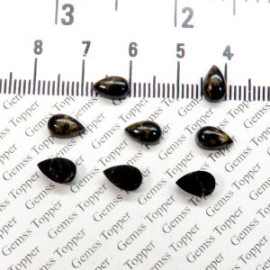 5X8 MM NATURAL BLACK COPPER TURQUOISE PEAR POLISH SMOOTH CABOCHON TOP QUALITY BLACK COPPER TURQUOISE LOOSE GEMSTONE FOR JEWELRY MAKING