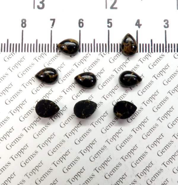 6X8 MM NATURAL BLACK COPPER TURQUOISE PEAR POLISH SMOOTH CABOCHON TOP QUALITY BLACK COPPER TURQUOISE LOOSE GEMSTONE FOR JEWELRY MAKING