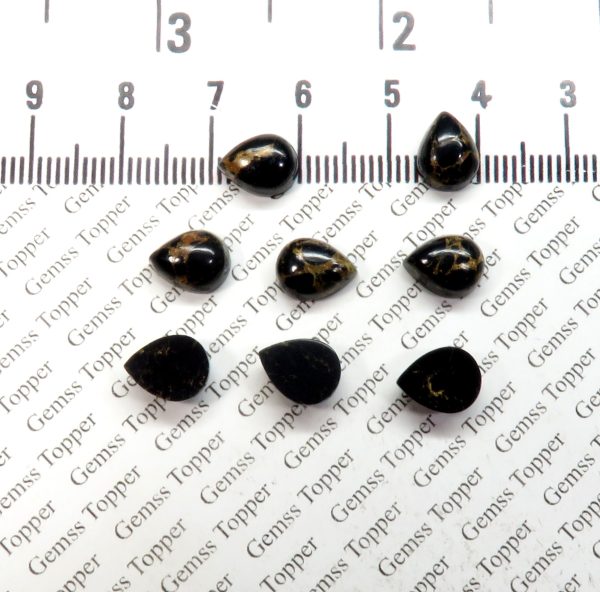 7X9 MM NATURAL BLACK COPPER TURQUOISE PEAR POLISH SMOOTH CABOCHON TOP QUALITY BLACK COPPER TURQUOISE LOOSE GEMSTONE FOR JEWELRY MAKING