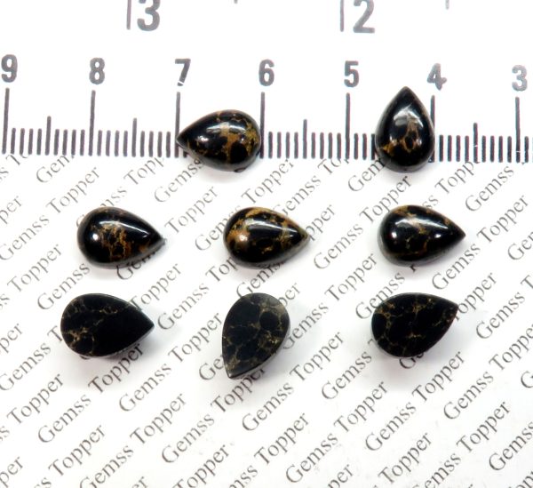7X10 MM NATURAL BLACK COPPER TURQUOISE PEAR POLISH SMOOTH CABOCHON TOP QUALITY BLACK COPPER TURQUOISE LOOSE GEMSTONE FOR JEWELRY MAKING