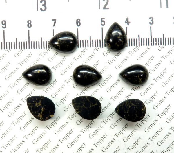 9X12 MM NATURAL BLACK COPPER TURQUOISE PEAR POLISH SMOOTH CABOCHON TOP QUALITY BLACK COPPER TURQUOISE LOOSE GEMSTONE FOR JEWELRY MAKING