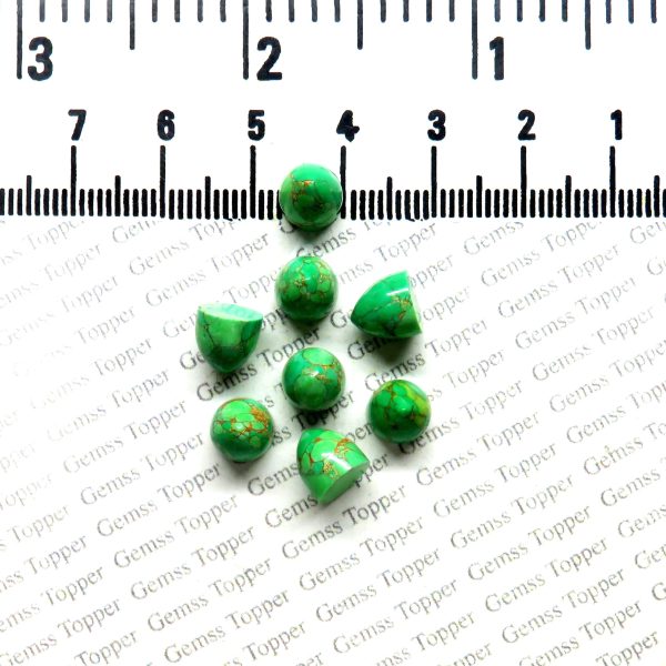 6X6 MM NATURAL GREEN COPPER TURQUOISE BULLET SHAPE HANDMADE CABOCHON CALIBRATED SIZE STONE RARE QUALITY GREEN COPPER TURQUOISE LOOSE GEMSTONE FOR WEDDINGS JEWELRY MAKING