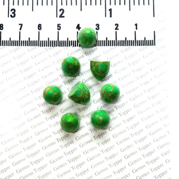10X10 MM NATURAL GREEN COPPER TURQUOISE BULLET SHAPE HANDMADE CABOCHON CALIBRATED SIZE STONE RARE QUALITY GREEN COPPER TURQUOISE LOOSE GEMSTONE FOR WEDDINGS JEWELRY MAKING, Bullet Cabochon