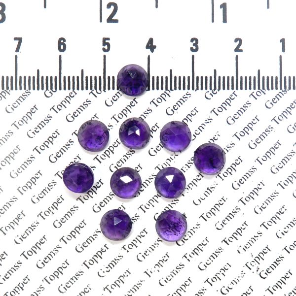 100% Natural Amethyst 7 mm Round Rose Cut- AAA Quality Amethyst Faceted Cabochon For Jewelry Making