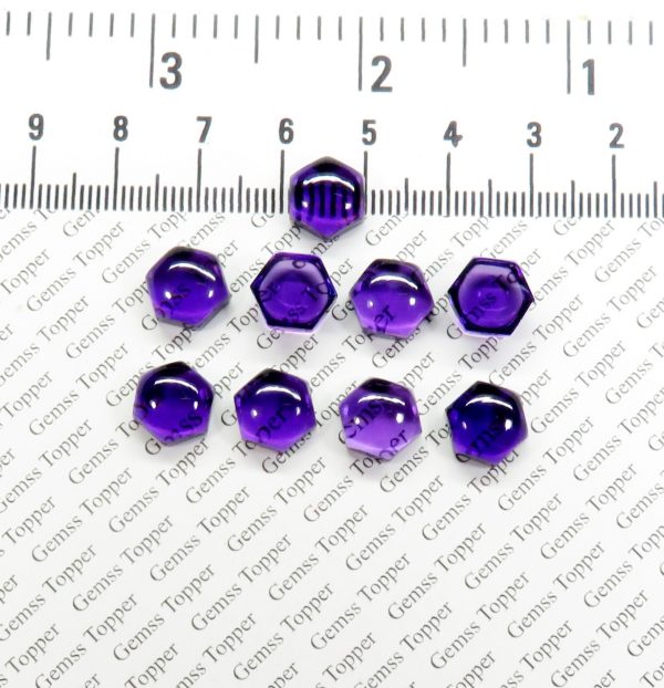 100% Natural Amethyst 9 mm Hexagon Cabochon- AAA Quality Amethyst Smooth Cabochon For Jewelry Making