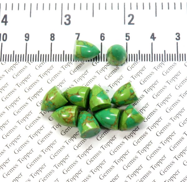 8X10 MM NATURAL GREEN COPPER TURQUOISE BULLET SHAPE HANDMADE CABOCHON CALIBRATED SIZE STONE RARE QUALITY GREEN COPPER TURQUOISE LOOSE GEMSTONE FOR WEDDINGS JEWELRY MAKING