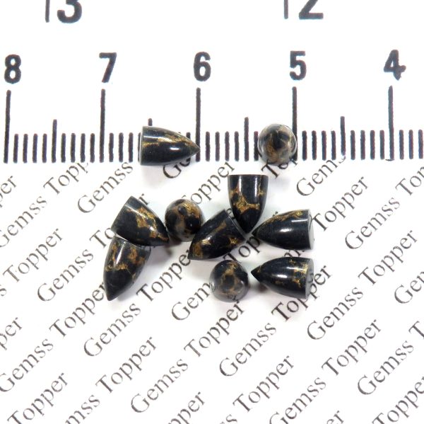 4X6 MM NATURAL BLACK COPPER TURQUOISE BULLET POLISH SMOOTH CABOCHON AAA QUALITY BLACK COPPER TURQUOISE LOOSE GEMSTONE FOR JEWELRY MAKING