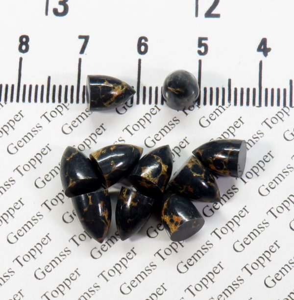 6X8 MM NATURAL BLACK COPPER TURQUOISE BULLET POLISH SMOOTH CABOCHON AAA QUALITY BLACK COPPER TURQUOISE LOOSE GEMSTONE FOR JEWELRY MAKING