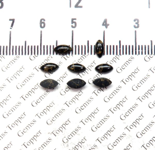 3x6 Mm Natural Black Copper Turquoise Marquise Polish Smooth Cabochon Aaa Quality Black Copper Turquoise Loose Gemstone For Jewelry Making