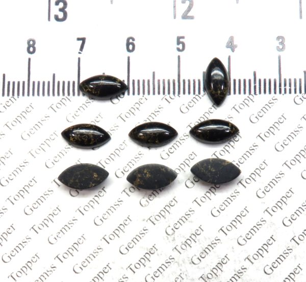 5x10 Mm Natural Black Copper Turquoise Marquise Polish Smooth Cabochon Aaa Quality Black Copper Turquoise Loose Gemstone For Jewelry Making