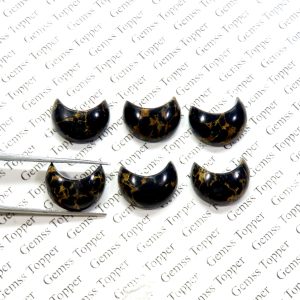 20x20 Mm Natural Black Copper Turquoise Moon Crescent Polish Smooth Cabochon Aaa Quality Black Copper Turquoise Loose Gemstone For Jewelry Making