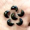 16x16 Mm Natural Black Copper Turquoise Moon Crescent Polish Smooth Cabochon Aaa Quality Black Copper Turquoise Loose Gemstone For Jewelry Making