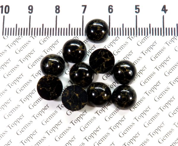 9X9 MM NATURAL BLACK COPPER TURQUOISE ROUND SMOOTH CABOCHON AAA QUALITY BLACK COPPER TURQUOISE LOOSE GEMSTONE FOR JEWELRY MAKING