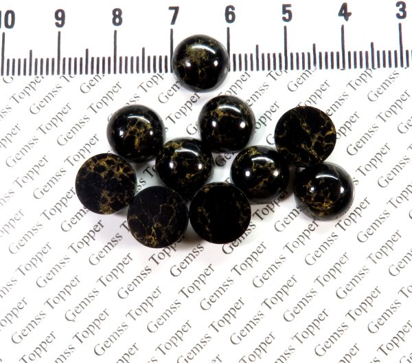 10X10 MM NATURAL BLACK COPPER TURQUOISE ROUND SMOOTH CABOCHON AAA QUALITY BLACK COPPER TURQUOISE LOOSE GEMSTONE FOR JEWELRY MAKING