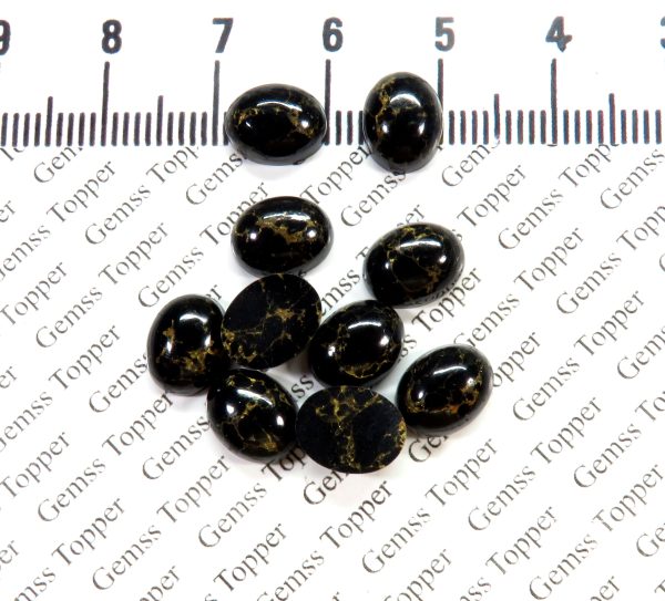 7X9 MM NATURAL BLACK COPPER TURQUOISE OVAL SMOOTH CABOCHON AAA QUALITY BLACK COPPER TURQUOISE LOOSE GEMSTONE FOR JEWELRY MAKING