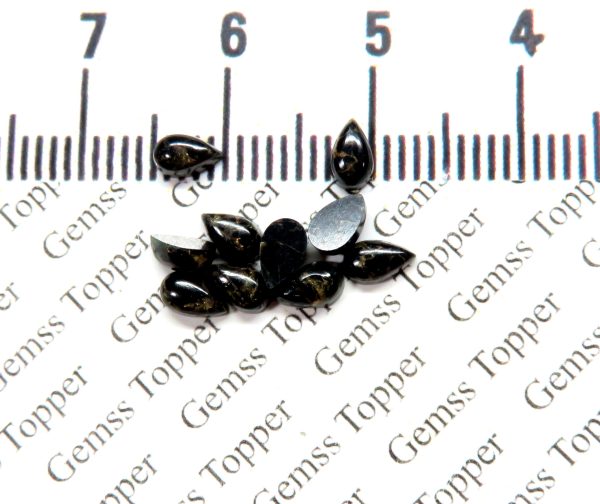 3X5 MM NATURAL BLACK COPPER TURQUOISE PEAR POLISH SMOOTH CABOCHON TOP QUALITY BLACK COPPER TURQUOISE LOOSE GEMSTONE FOR JEWELRY MAKING