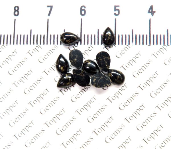 4X6 MM NATURAL BLACK COPPER TURQUOISE PEAR POLISH SMOOTH CABOCHON TOP QUALITY BLACK COPPER TURQUOISE LOOSE GEMSTONE FOR JEWELRY MAKING