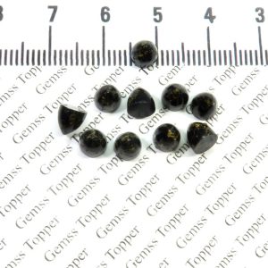 5x5 Mm Natural Black Copper Turquoise Bullet Polish Smooth Cabochon Aaa Quality Black Copper Turquoise Loose Gemstone For Jewelry Making
