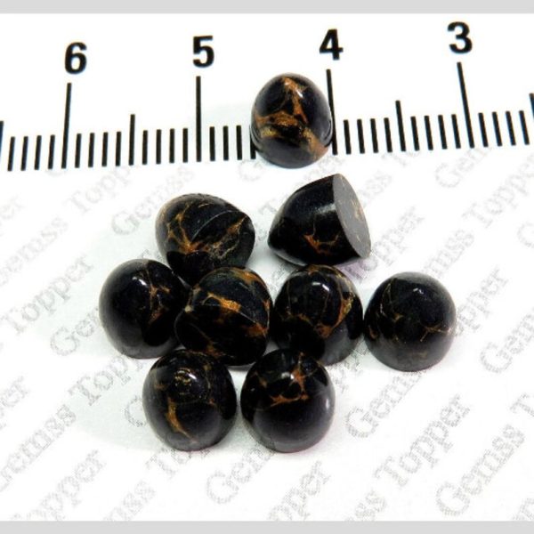 6X6 MM NATURAL BLACK COPPER TURQUOISE BULLET POLISH SMOOTH CABOCHON AAA QUALITY BLACK COPPER TURQUOISE LOOSE GEMSTONE FOR JEWELRY MAKING