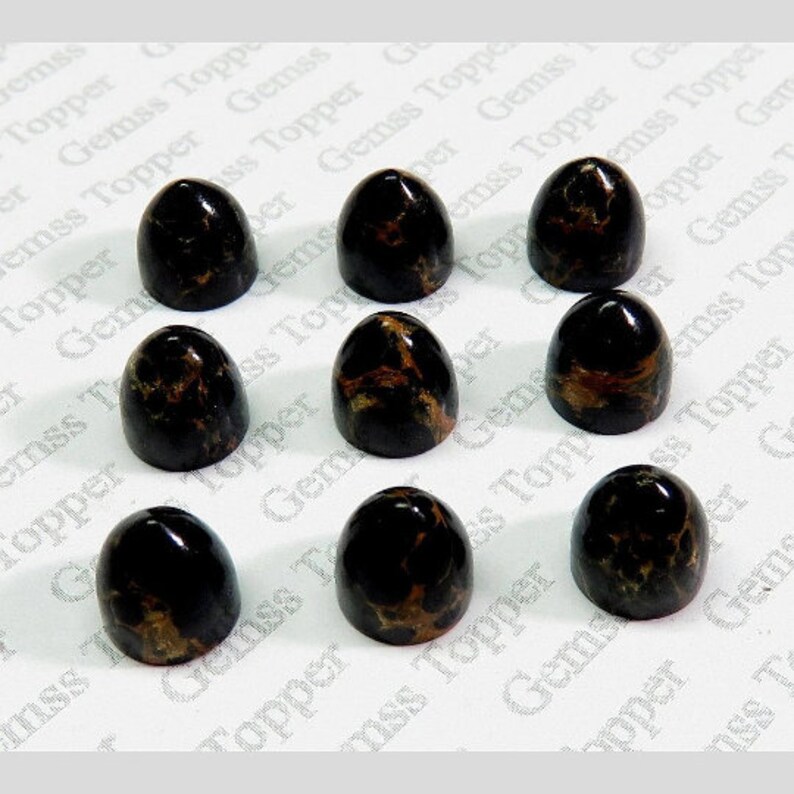 7X7 MM NATURAL BLACK COPPER TURQUOISE BULLET POLISH SMOOTH CABOCHON AAA QUALITY BLACK COPPER TURQUOISE LOOSE GEMSTONE FOR JEWELRY MAKING