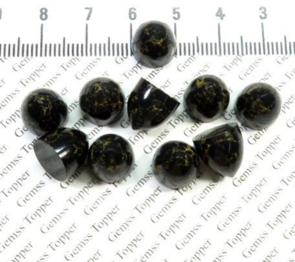 10X10 MM NATURAL BLACK COPPER TURQUOISE Jewelry BULLET POLISH SMOOTH CABOCHON AAA QUALITY BLACK COPPER TURQUOISE LOOSE GEMSTONE FOR JEWELRY MAKING
