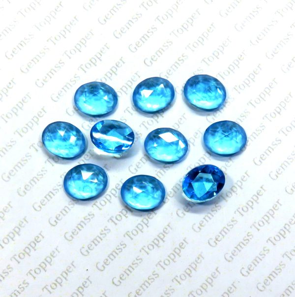 100% Natural Swiss Blue Topaz 3x5 mm Oval Rose Cut- AAA Quality Swiss Blue Topaz Faceted Cabochon
