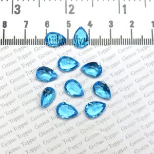 100% Natural Swiss Blue Topaz 7x10 mm Pear Faceted- AAA Quality Faceted Swiss Blue Topaz