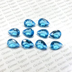 100% Natural Swiss Blue Topaz 8x12 mm Pear Faceted- AAA Quality Faceted Swiss Blue Topaz
