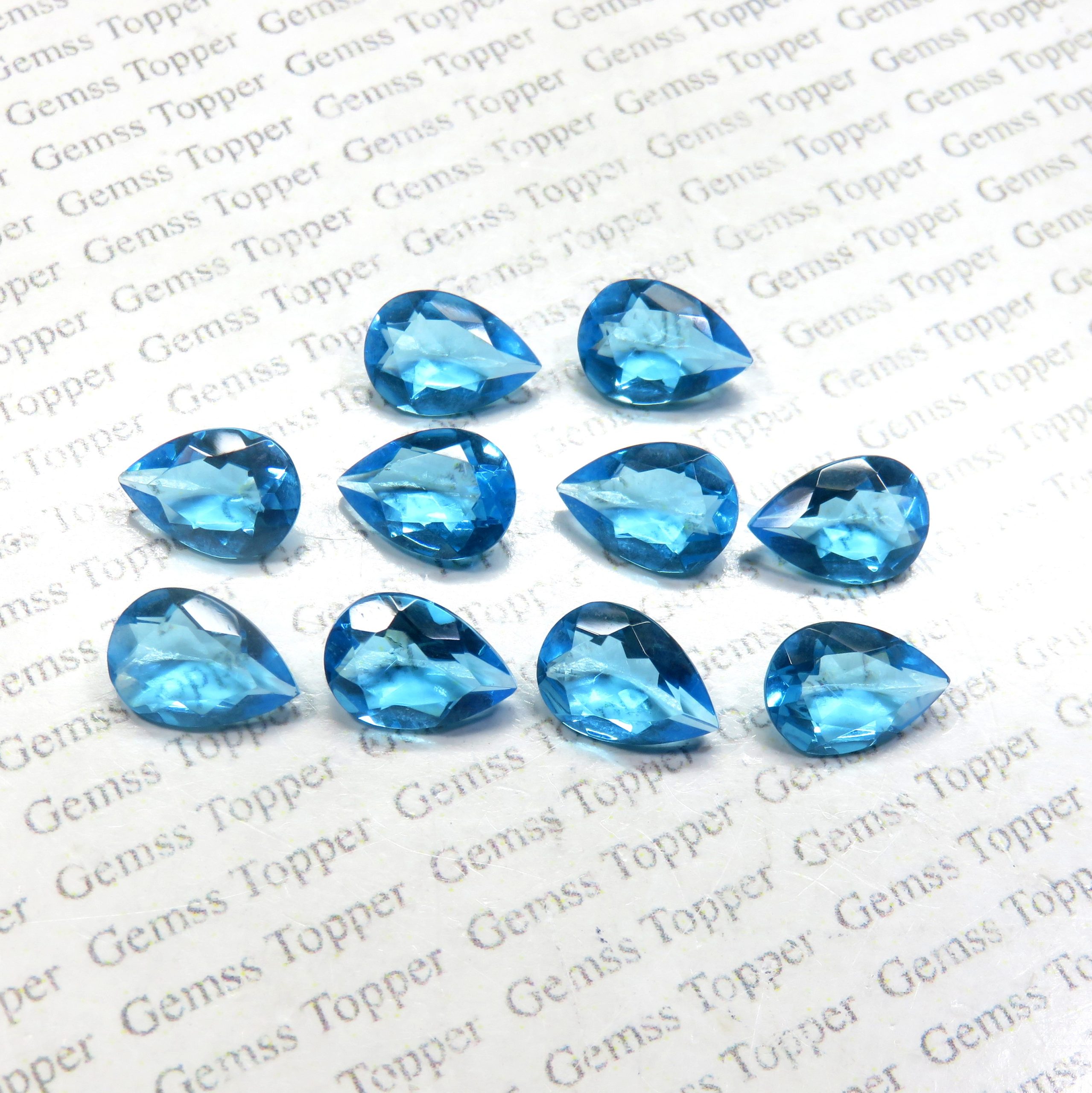 100% Natural Swiss Blue Topaz 8x12 mm Pear Faceted- AAA Quality Faceted Swiss Blue Topaz