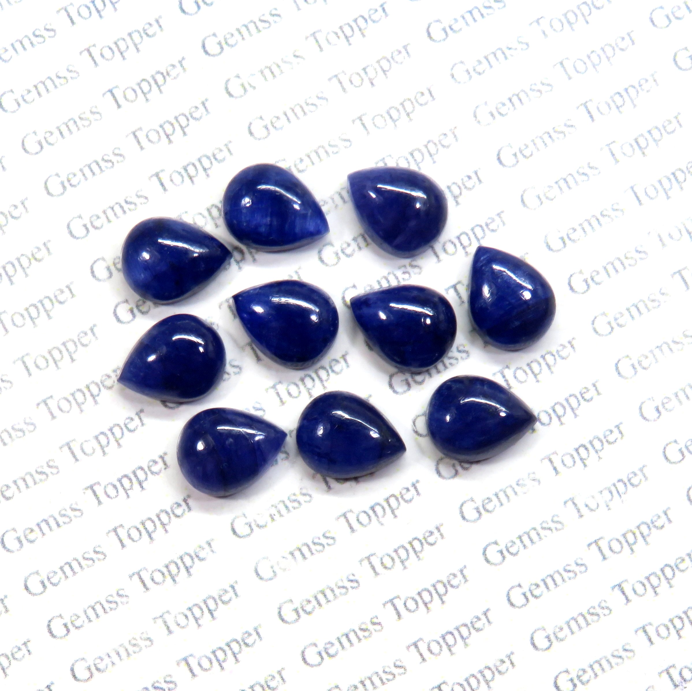 100% Natural Blue Sapphire 7x10 mm Pear Cabochon- AAA Quality Blue Sapphire Smooth Cabochon