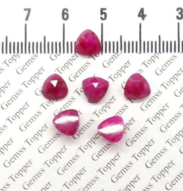 100% Natural Ruby 7 mm Trillion Rose Cut - AAA Quality Ruby Sapphire Faceted Cabochon