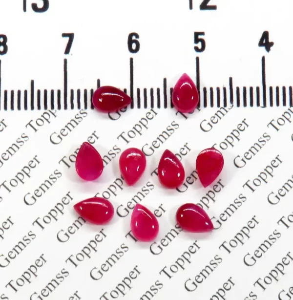 100% Natural Ruby 3x5 mm Pear Cabochon- AAA Quality Ruby Sapphire Smooth Cabochon