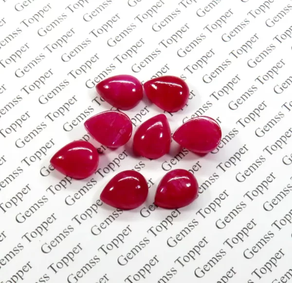 100% Natural Ruby 7x10 mm Pear Cabochon- AAA Quality Ruby Sapphire Smooth Cabochon