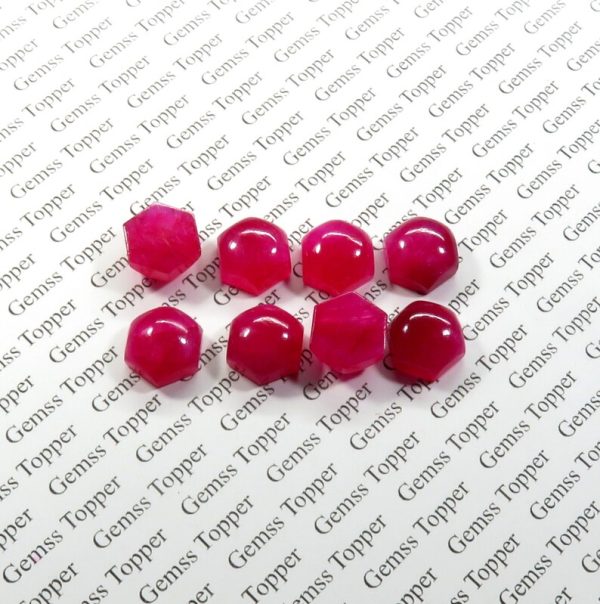 100% Natural Ruby 9 mm Hexagon Cabochon- AAA Quality Ruby Sapphire Smooth Cabochon
