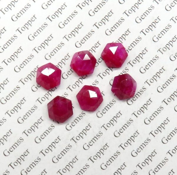 100% Natural Ruby 5 mm Hexagon Rose Cut-AAA Quality Ruby Sapphire Faceted Cabochon