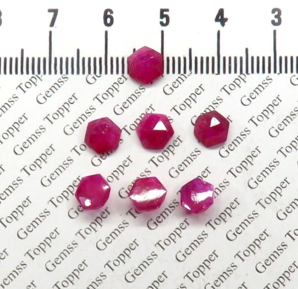 100% Natural Ruby 6 mm Hexagon Rose Cut- AAA Quality Ruby Sapphire Faceted Cabochon