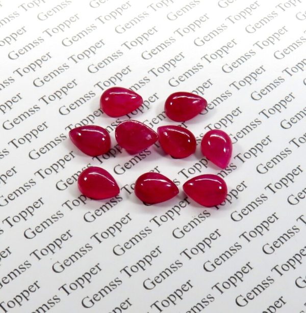 100% Natural Ruby 5x8 mm Pear Cabochon-AAA Quality Ruby Sapphire Smooth Cabochon