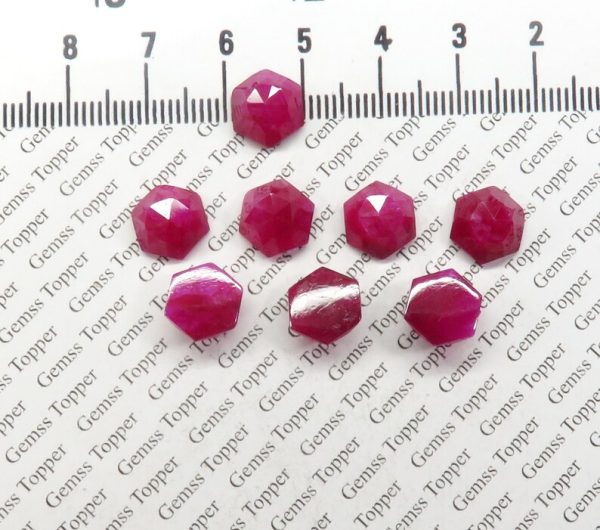 100% Natural Ruby 8 mm Hexagon Rose Cut- AAA Quality Ruby Sapphire Faceted Cabochon
